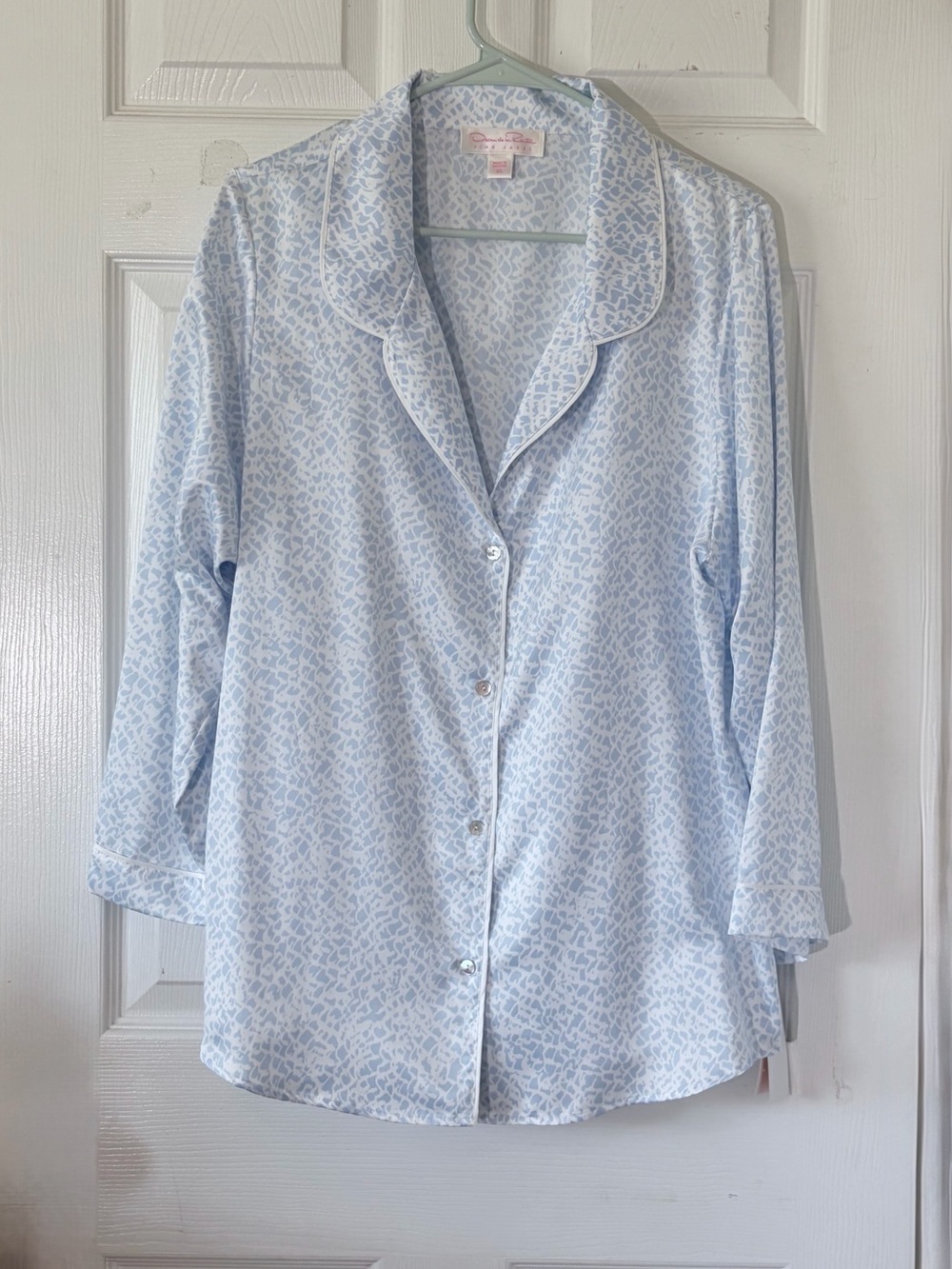 Oscar de la Renta Light Blue Printed Women’s Pajama Top Sz XL